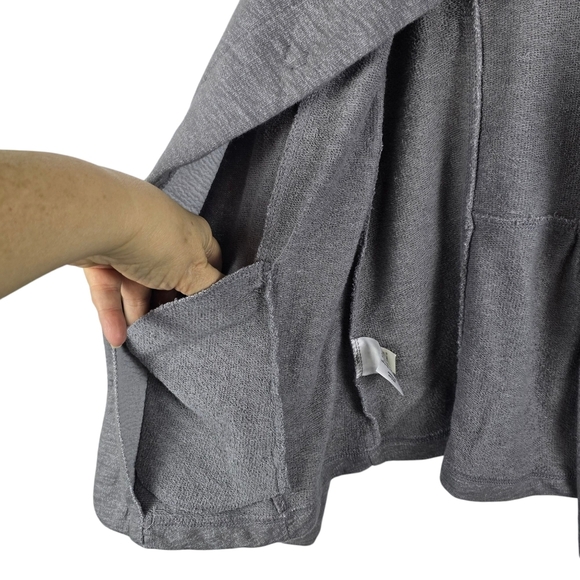 Eddie Bauer Womens Gray 3 Snap Cowl Neck Jersey Sweatshirt Wrap Jacket Size L - Picture 12 of 12